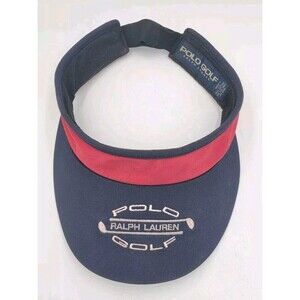 VTG Polo Golf Ralph Lauren Red White Blue Sun Visor Cap‎ USA Adjustable Strap